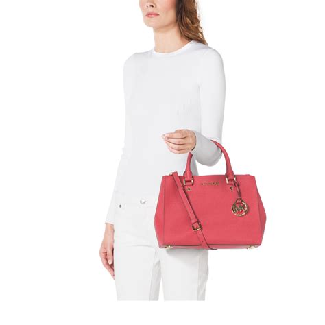 michael kors sutton medium saffiano leather satchel red|Michael Kors red satchels.